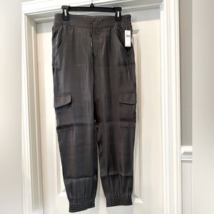 Anthropologie metallic shimmer cargo joggers
